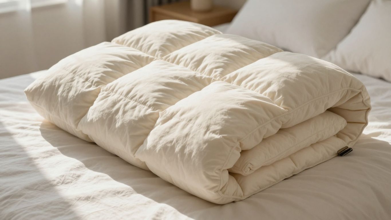 Plush down alternative comforter on a bed.