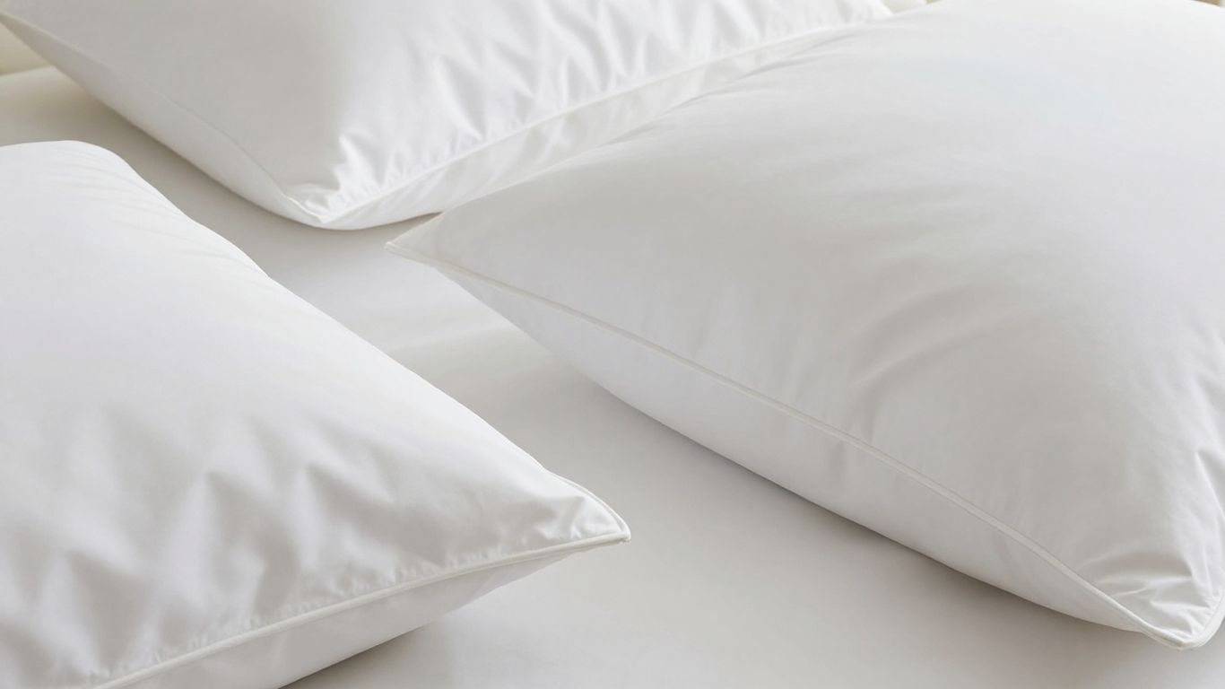 Luxurious white Parachute pillow shams on a bed.