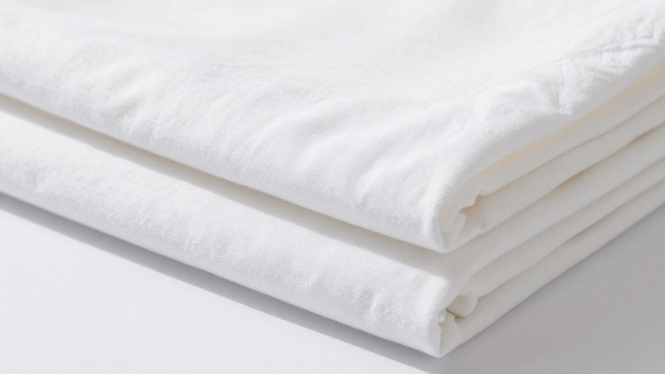 Crisp white cotton percale sheets folded neatly.
