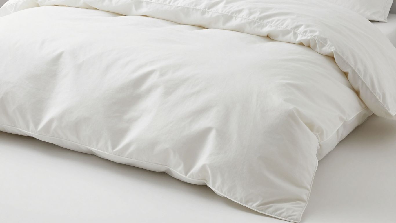 King size duvet cover folded neatly on a white surface.