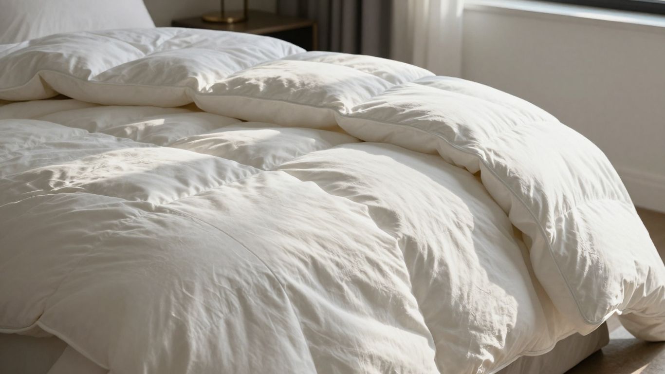 Brooklinen down comforter on a bed