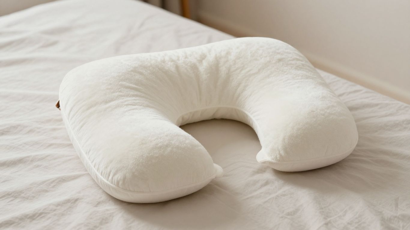 Cervical pillow for side sleepers on a bed.