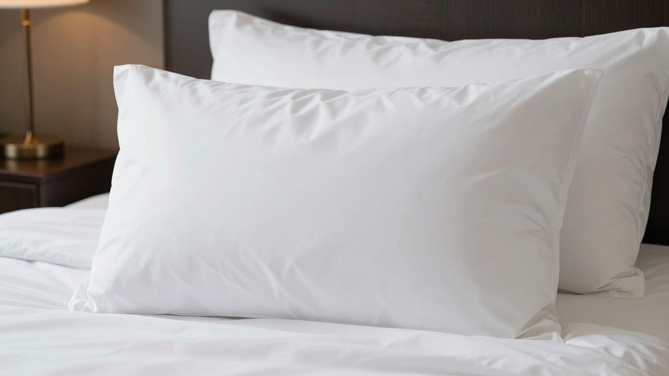 Plush king-size hotel collection pillow on a bed.