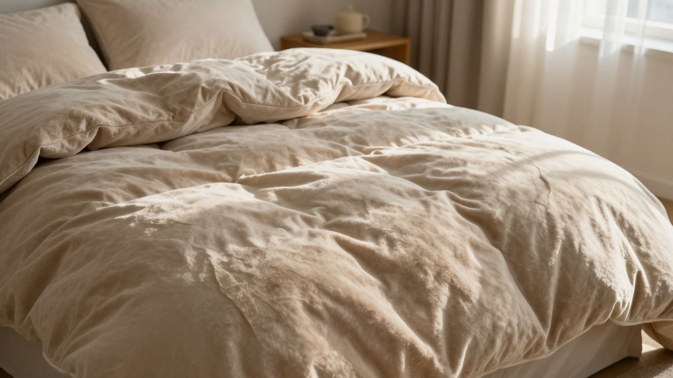 Cozy comforter on a neatly made bed.