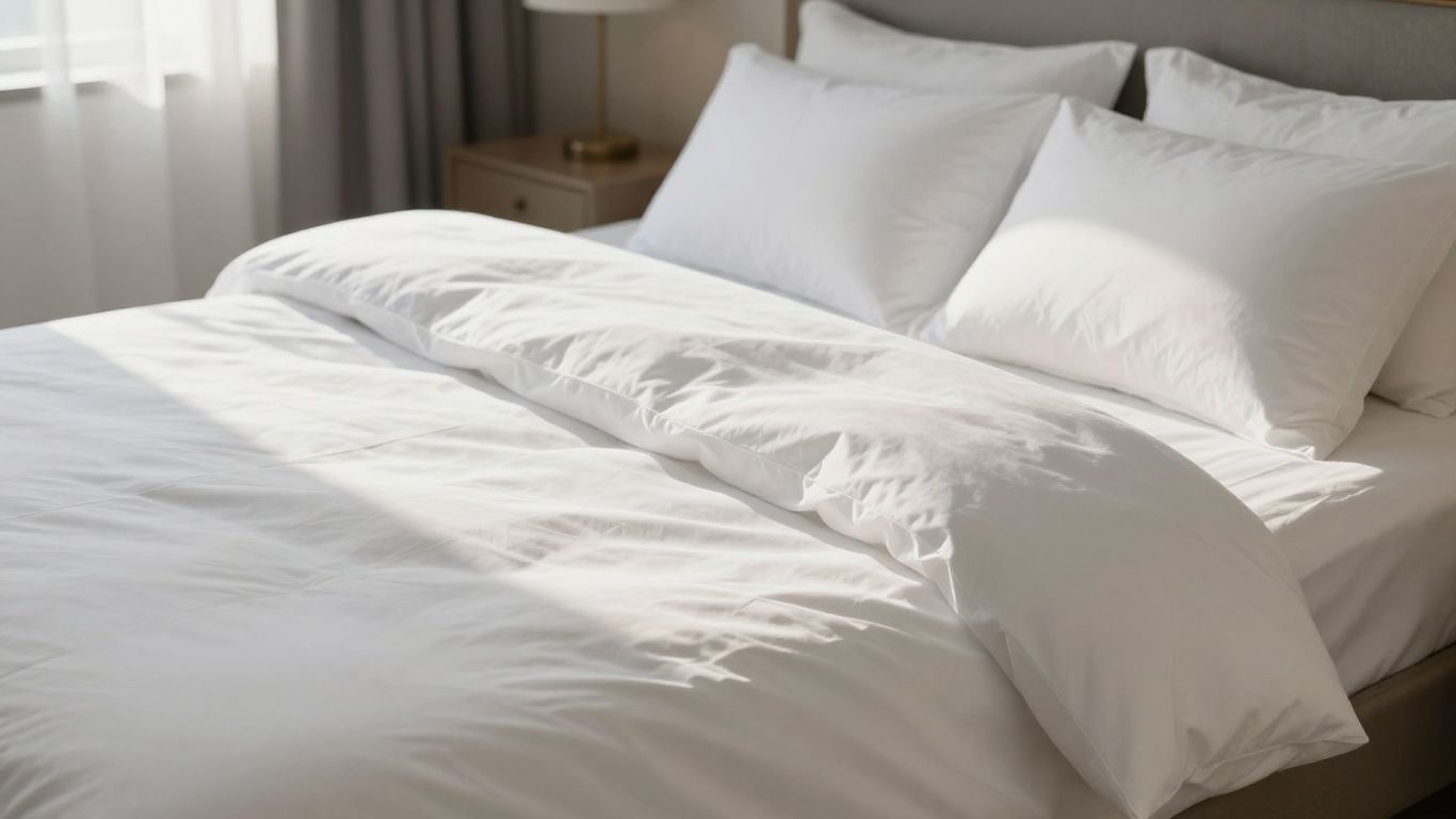 Comfortable bed with clean, white sheets and pillows.