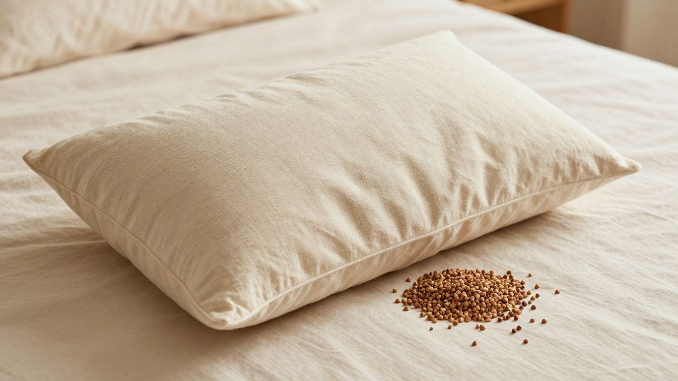 Buckwheat pillow on soft bedding