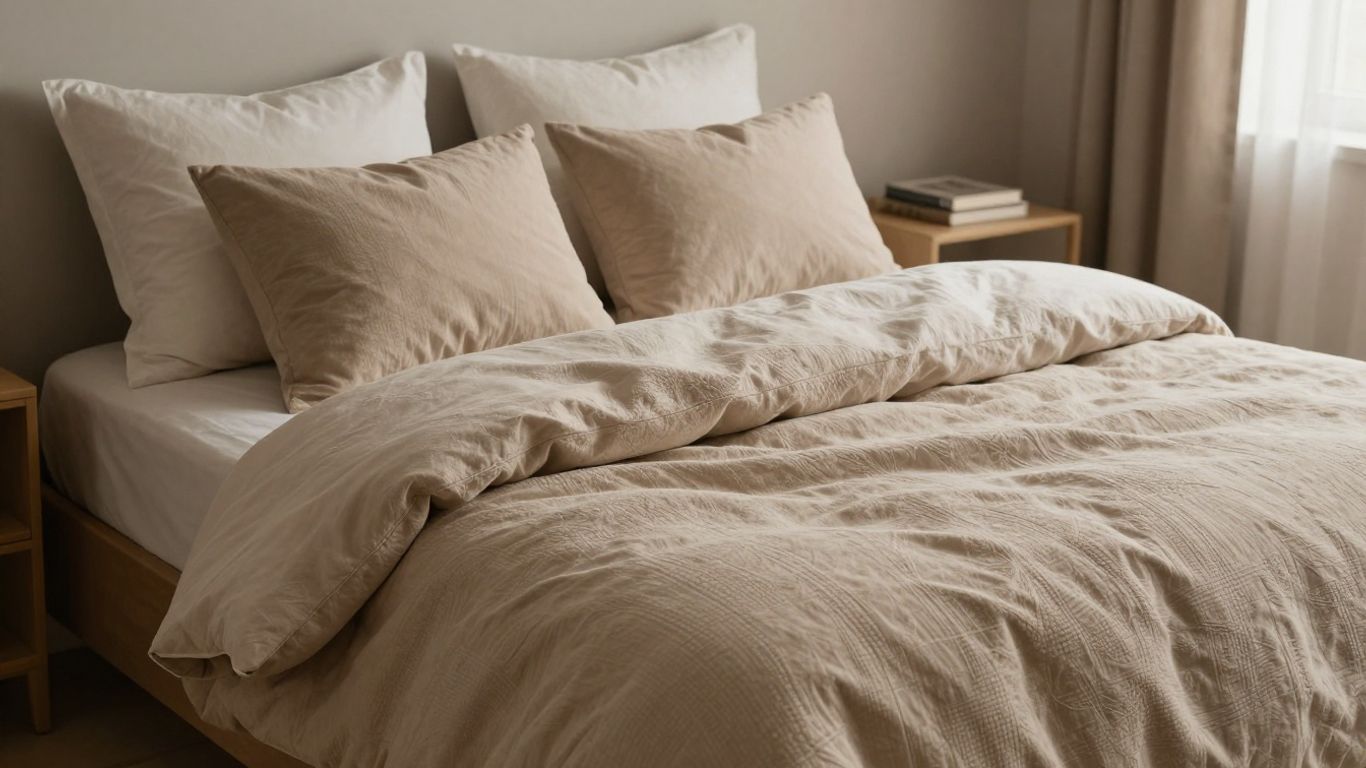 Cozy duvet comforter on a neatly made bed.