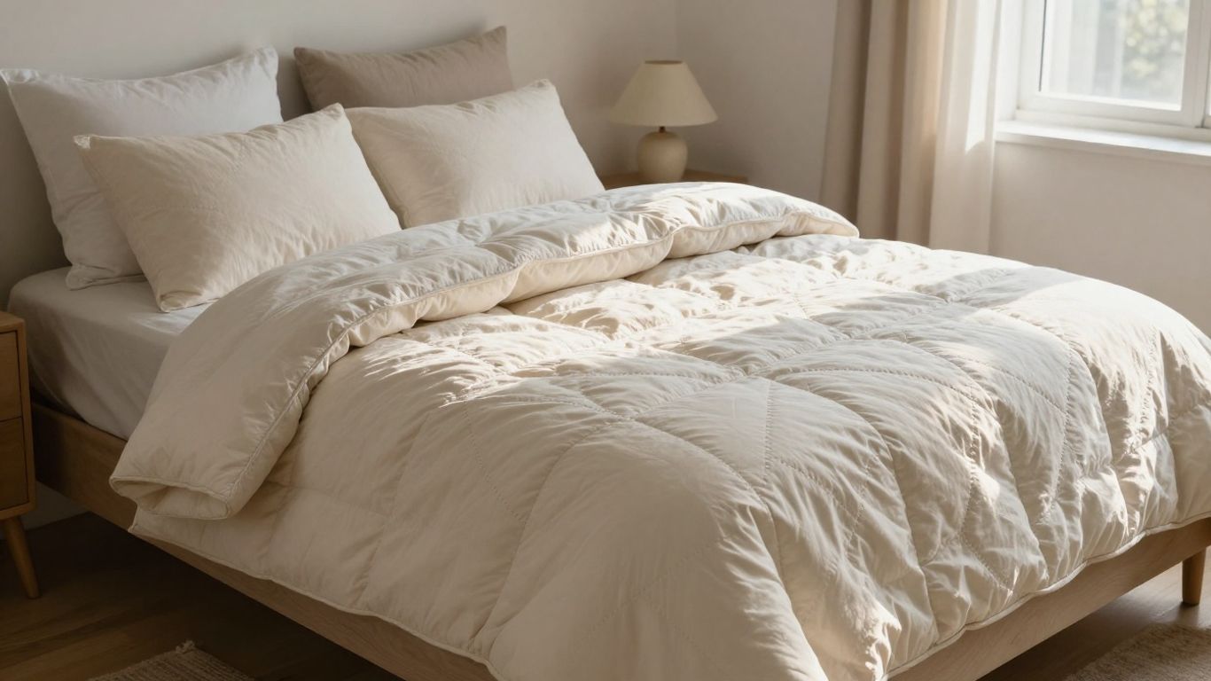 Cozy bedroom with a neatly folded quilt on the bed.