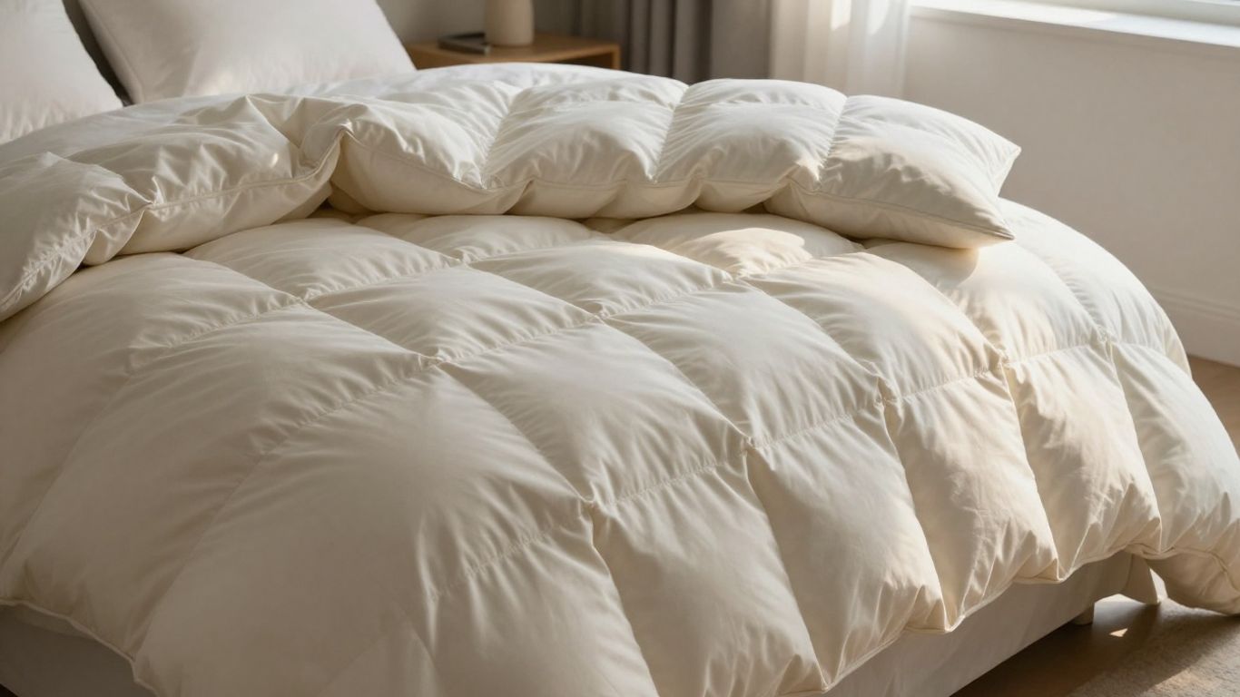 Plush down alternative comforter on a neatly made bed.