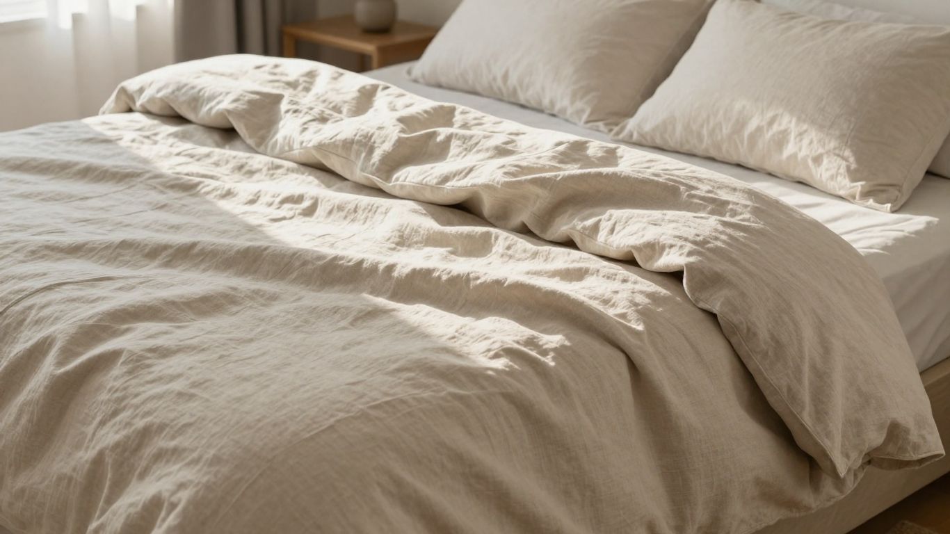 Luxurious linen duvet cover on a neatly made bed.
