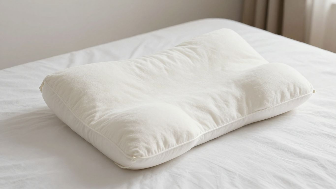 Orthopedic pillow on a bed for comfort and support.
