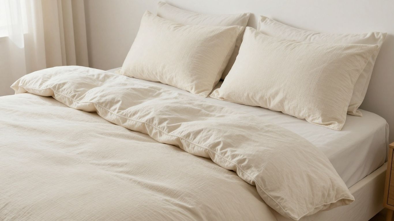 Cozy bed with duvet and shams