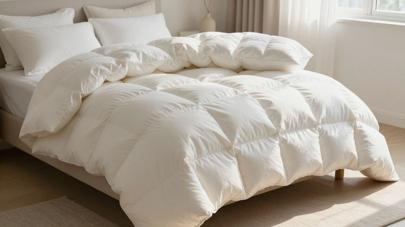 Plush down alternative comforter on a neatly made bed.