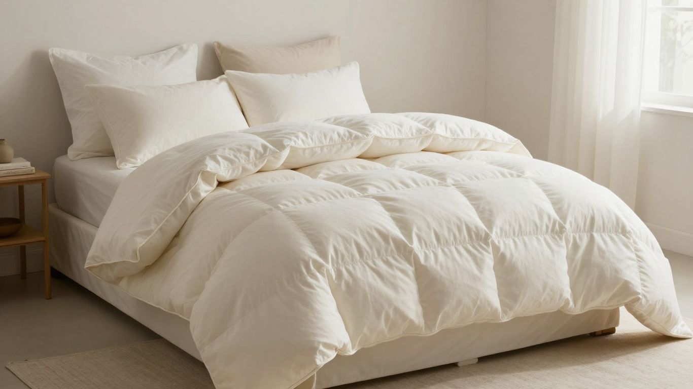 Plush Brooklinen comforter set on a neatly made bed.
