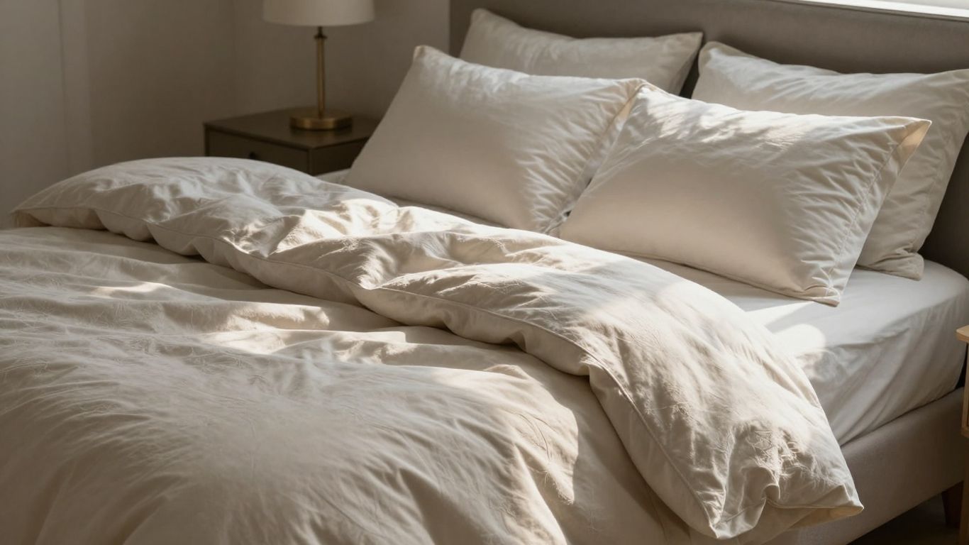 Cozy bedroom with a plush duvet and pillows.