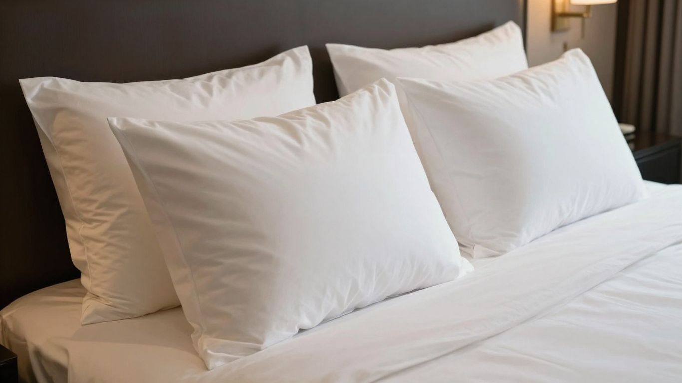 Plush Beckham Hotel pillows in crisp white pillowcases.
