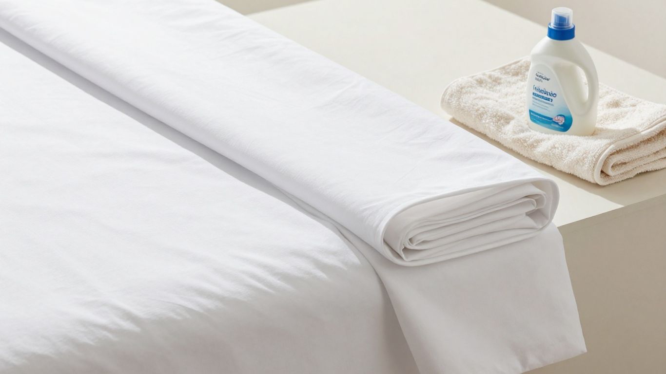 Clean, white percale sheets folded neatly.