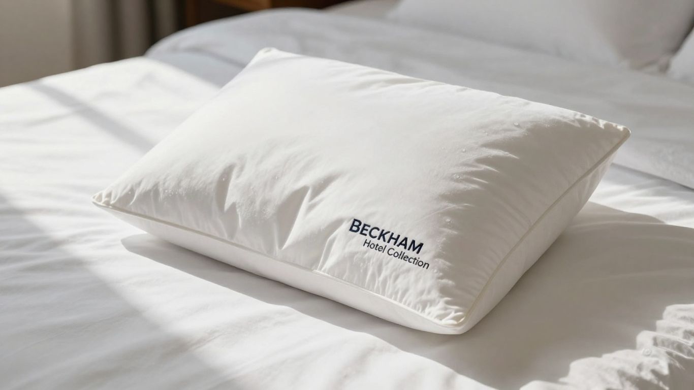 Beckham Hotel Collection gel pillow on a bed.