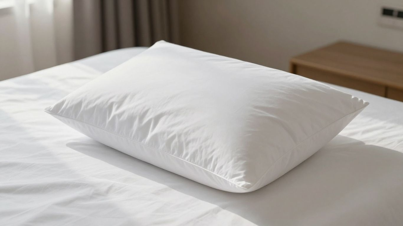 Luxury hotel pillow on a neatly made bed.